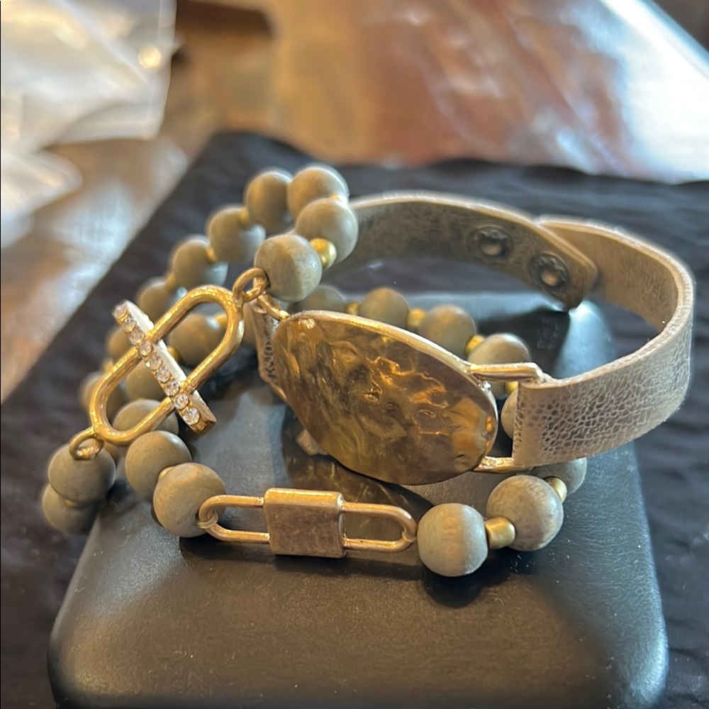 Gold and Tan Bracelet Set